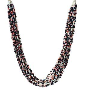 Vintage Boho Seed Beaded Multi Strand Chunky Necklace Statement Retro Fashion